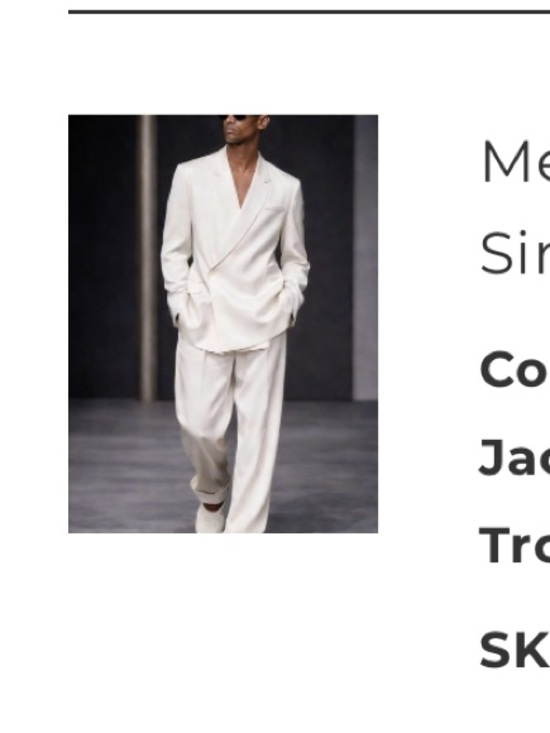 mrbuerly Other - Men's Ivory Satin Loose-Fitting Single-Breasted 2-Piece Suit